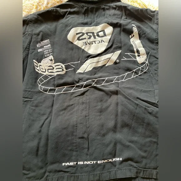 Pacsun Viscose Formula 1 Black Button Up Shirt Distressed - Picture 8 of 10